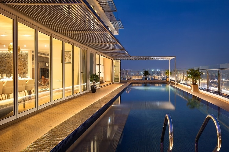 Các căn penthouse tại Đảo Kim Cương đều có hồ bơi riêng, và có sân vườn riêng