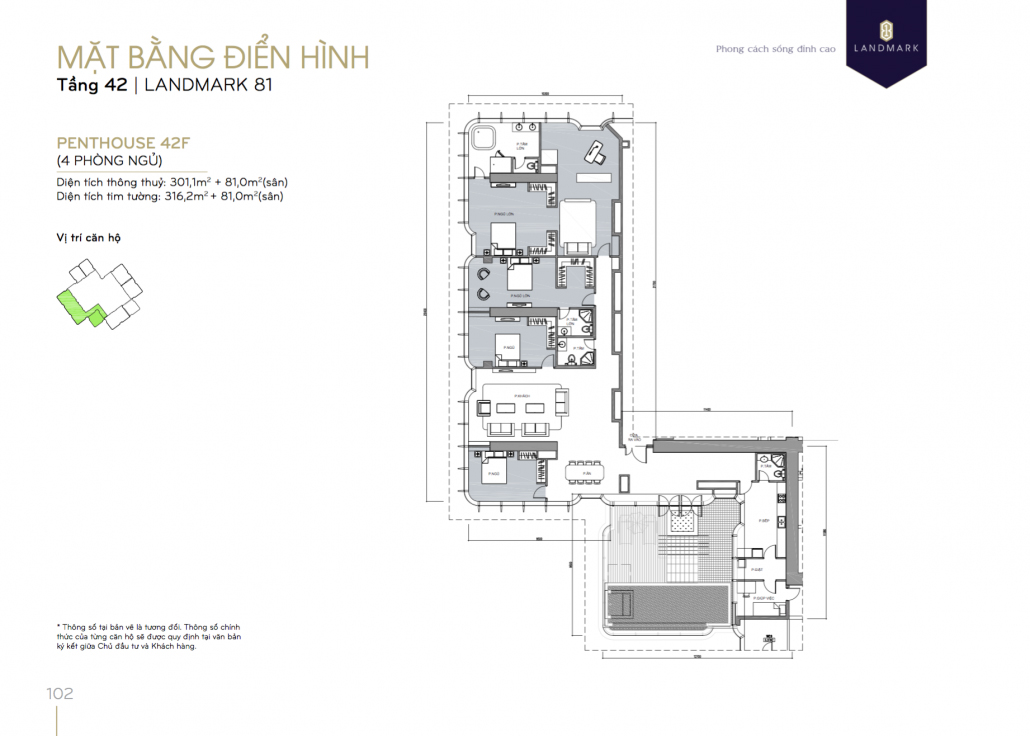 Mặt bằng căn hộ Penthosue Landmark 81