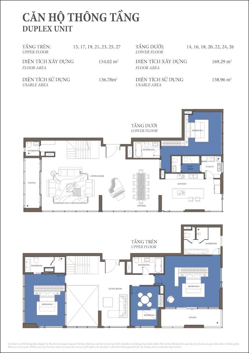 Layout căn hộ Duplex toà tháp Maldives Đảo Kim Cương, Quận 2