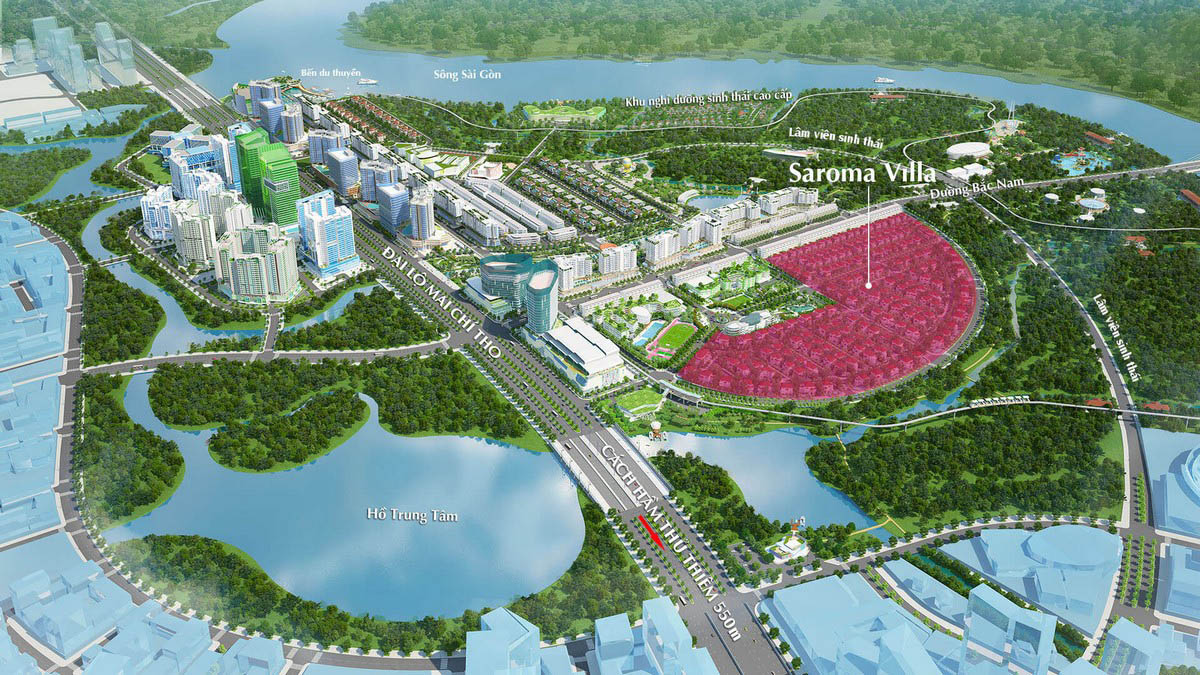 Location of Sala Dai Quang Minh villa area