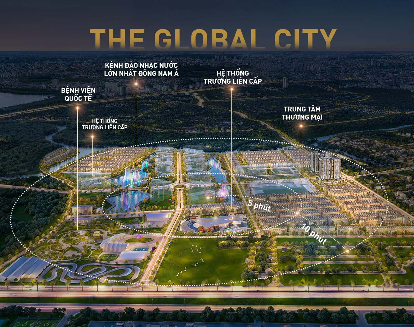 Khu đô thị The Global City với quy hoạch hiện đại bởi công ty kiến trúc hàng đầu thế giới Foster + Partners. Và Lumiere Midtown nằm ngay lõi trung tâm của The Global  City